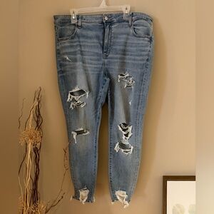 American Eagle Outfitters Ripped Blue Hi-Rise Jeggings